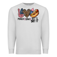 Dove Grey peace love let's get it Premium Sweatshirt - CowhideDigitalArt