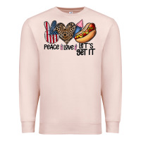 Pale Pink peace love let's get it Premium Sweatshirt - CowhideDigitalArt