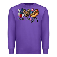 Purple peace love let's get it Premium Sweatshirt - CowhideDigitalArt