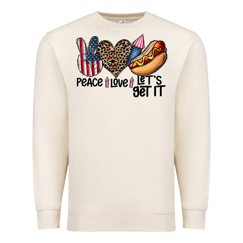 Peace Love Let's Get It Premium Sweatshirt by CowhideDigitalArt | Teevron