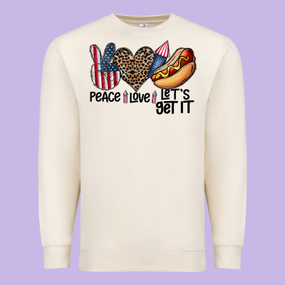 Peace Love Let's Get It Premium Sweatshirt Designed By Cowhidedigitalart