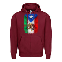 Burgundy mexico and puerto rico flag Zipper Hoodie - Zillion Design Studio