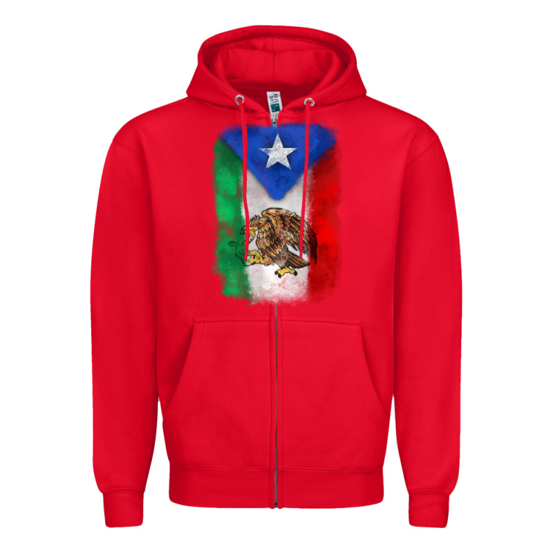 Mexico And Puerto Rico Flag Zipper Hoodie by Zillion Design Studio | Teevron