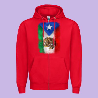 Mexico And Puerto Rico Flag Zipper Hoodie Designed By Zillion Design Studio