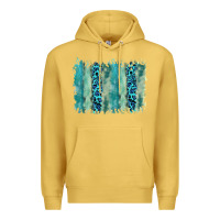 Antique Gold turquoise leopard watercolor brushstroke background Premium Hoodie - RanaPortraitStore