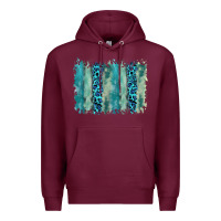 Burgundy turquoise leopard watercolor brushstroke background Premium Hoodie - RanaPortraitStore