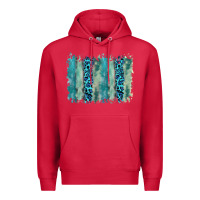 Cardinal turquoise leopard watercolor brushstroke background Premium Hoodie - RanaPortraitStore