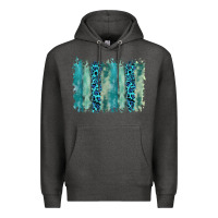 Charcoal Heather turquoise leopard watercolor brushstroke background Premium Hoodie - RanaPortraitStore