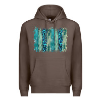 Coffee turquoise leopard watercolor brushstroke background Premium Hoodie - RanaPortraitStore