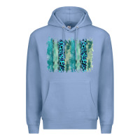Colony Blue turquoise leopard watercolor brushstroke background Premium Hoodie - RanaPortraitStore