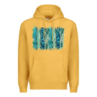 Mustard turquoise leopard watercolor brushstroke background Premium Hoodie - RanaPortraitStore