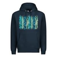 Navy turquoise leopard watercolor brushstroke background Premium Hoodie - RanaPortraitStore
