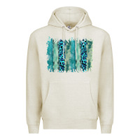 Oatmeal Heather turquoise leopard watercolor brushstroke background Premium Hoodie - RanaPortraitStore
