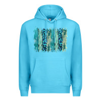 Ocean Blue turquoise leopard watercolor brushstroke background Premium Hoodie - RanaPortraitStore