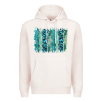Pale Pink turquoise leopard watercolor brushstroke background Premium Hoodie - RanaPortraitStore