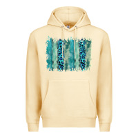 Pina Colada turquoise leopard watercolor brushstroke background Premium Hoodie - RanaPortraitStore