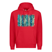 Red turquoise leopard watercolor brushstroke background Premium Hoodie - RanaPortraitStore