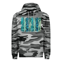 Slate Camo turquoise leopard watercolor brushstroke background Premium Hoodie - RanaPortraitStore