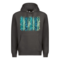 Smoke turquoise leopard watercolor brushstroke background Premium Hoodie - RanaPortraitStore