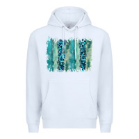 White turquoise leopard watercolor brushstroke background Premium Hoodie - RanaPortraitStore