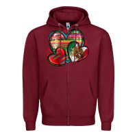 Burgundy mexican hearts Zipper Hoodie - Zillion Design Studio