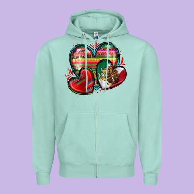 Mexican Hearts Zipper Hoodie Designed By Zillion Design Studio