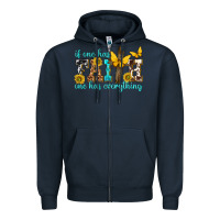 Navy if one has faith one has everything Zipper Hoodie - texasbilliewilder