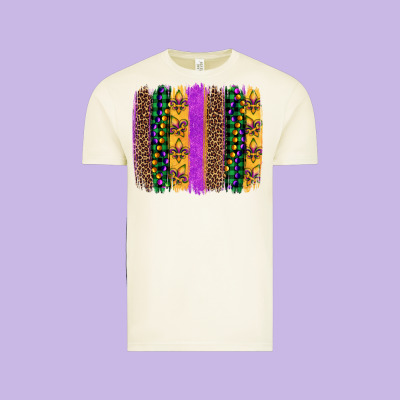 Mardi Gras Fleur De Lis And Beads Brush Stroke Vintage Tee Designed By Artiststas