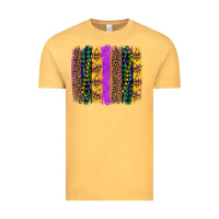 Vintage Mustard mardi gras fleur de lis and beads brush stroke Vintage Tee - Artiststas