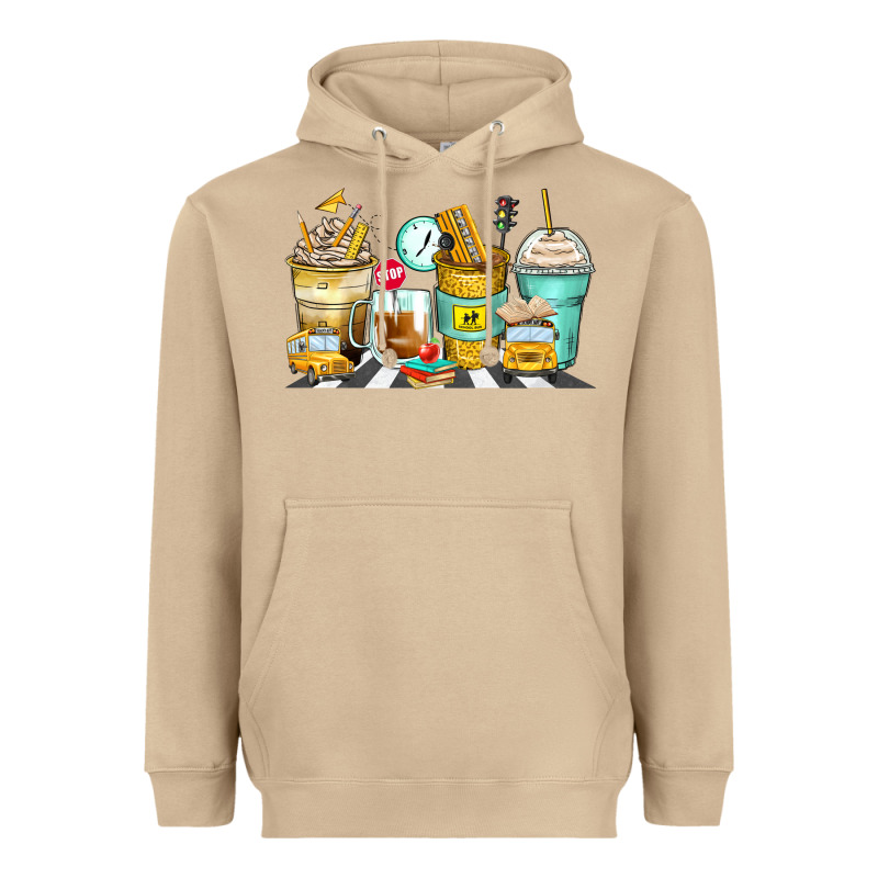 School Bus Coffee Cups Heavyweight Hoodie by Zillion Design Studio | Teevron