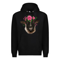 Black suffolk ewe sheep with floral headdress Premium Hoodie - BarkalooDesign