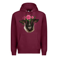 Burgundy suffolk ewe sheep with floral headdress Premium Hoodie - BarkalooDesign