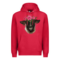 Cardinal suffolk ewe sheep with floral headdress Premium Hoodie - BarkalooDesign