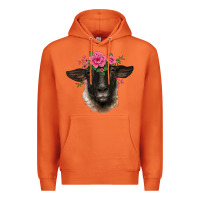 Carrot suffolk ewe sheep with floral headdress Premium Hoodie - BarkalooDesign