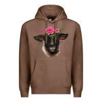 Chestnut suffolk ewe sheep with floral headdress Premium Hoodie - BarkalooDesign