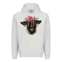 Dove Grey suffolk ewe sheep with floral headdress Premium Hoodie - BarkalooDesign