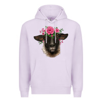 Lilac suffolk ewe sheep with floral headdress Premium Hoodie - BarkalooDesign