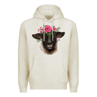 Oatmeal Heather suffolk ewe sheep with floral headdress Premium Hoodie - BarkalooDesign