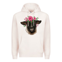 Pale Pink suffolk ewe sheep with floral headdress Premium Hoodie - BarkalooDesign