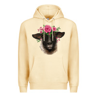 Pina Colada suffolk ewe sheep with floral headdress Premium Hoodie - BarkalooDesign