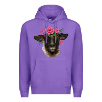 Purple suffolk ewe sheep with floral headdress Premium Hoodie - BarkalooDesign