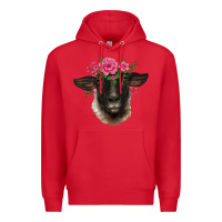 Red suffolk ewe sheep with floral headdress Premium Hoodie - BarkalooDesign