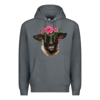 Rock suffolk ewe sheep with floral headdress Premium Hoodie - BarkalooDesign
