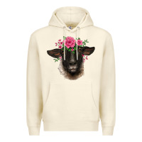 Sandshell suffolk ewe sheep with floral headdress Premium Hoodie - BarkalooDesign