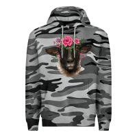 Slate Camo suffolk ewe sheep with floral headdress Premium Hoodie - BarkalooDesign