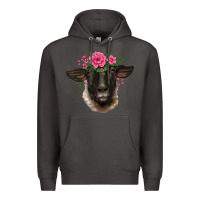 Smoke suffolk ewe sheep with floral headdress Premium Hoodie - BarkalooDesign