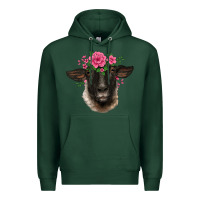 Sports Green suffolk ewe sheep with floral headdress Premium Hoodie - BarkalooDesign