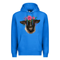 True Royal suffolk ewe sheep with floral headdress Premium Hoodie - BarkalooDesign
