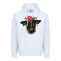 White suffolk ewe sheep with floral headdress Premium Hoodie - BarkalooDesign