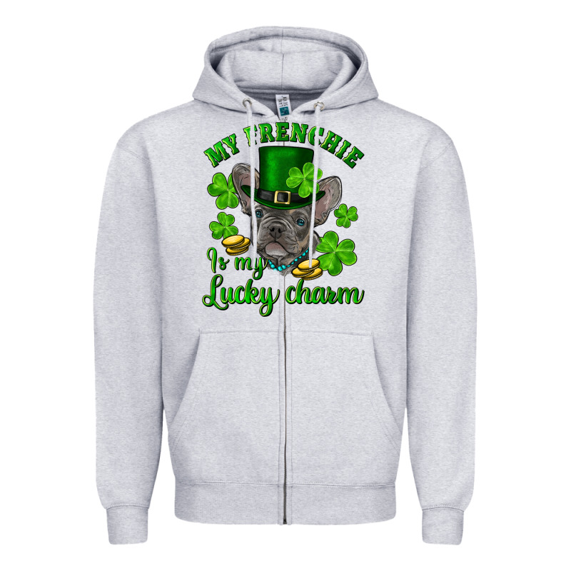St.patrick's Day My French Bulldog Is My Lucky Charm Zipper Hoodie by RanaPortraitStore | Teevron
